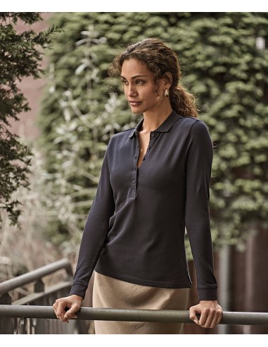 TEE-146-Womens Luxury Stretch Long Sleeve Polo